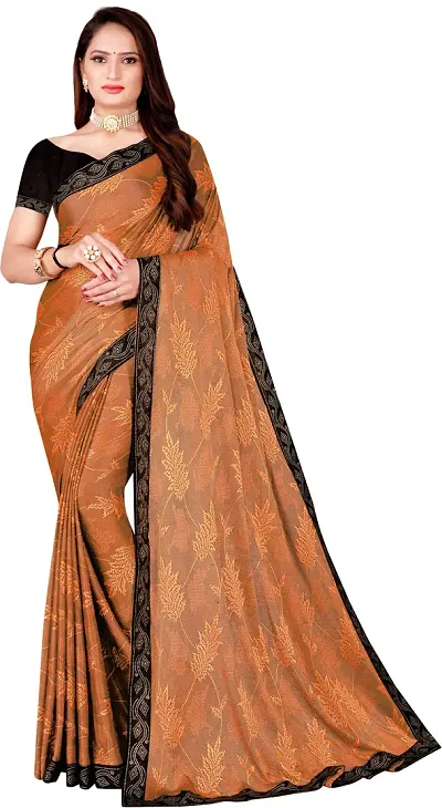 Stylish Lycra Bollywood Saree with Blouse piece For Women Pack Of 1