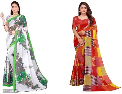 Beautiful Georgette Saree with Blouse Piece Pack Of 2