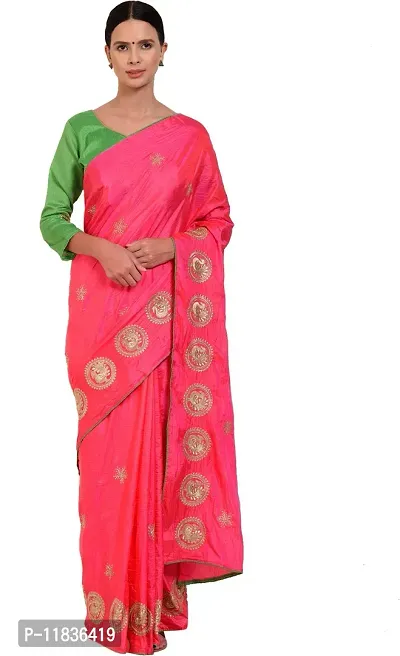 Beautiful Silk Blend Saree with Blouse Piece-thumb0