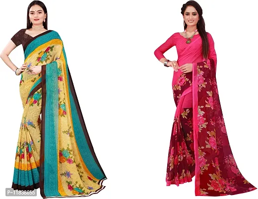 Beautiful Georgette Saree with Blouse Piece Pack Of 2-thumb0