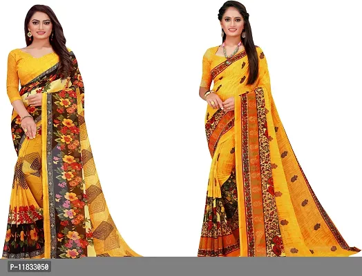 Beautiful Georgette Saree with Blouse Piece Pack Of 2