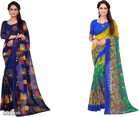 Beautiful Georgette Saree with Blouse Piece Pack Of 2-thumb0