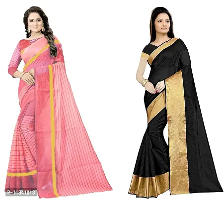 Beautiful Cotton Silk Saree With Blouse Piece Pack Of 2