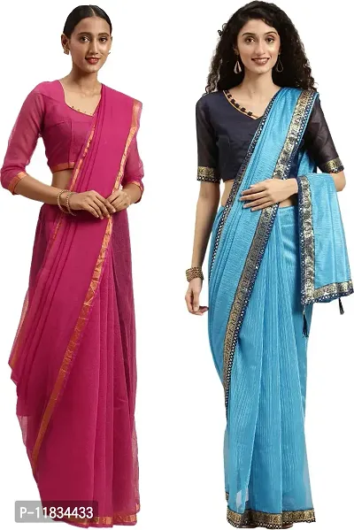 Beautiful Art Silk Saree with Blouse Piece Pack Of 2