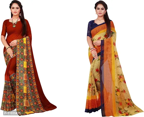 Beautiful Georgette Saree with Blouse Piece Pack Of 2-thumb0