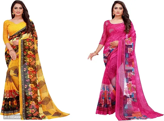 Beautiful Georgette Saree with Blouse Piece Pack Of 2-thumb0