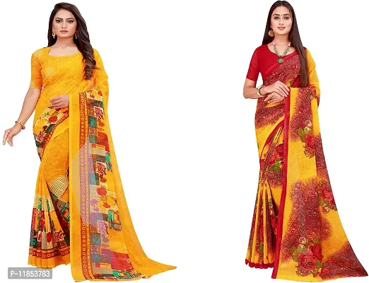 Beautiful Georgette Saree With Blouse Piece Pack Of 2