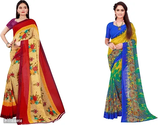 Beautiful Georgette Saree with Blouse Piece Pack Of 2