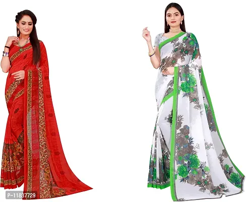 Beautiful Georgette Saree with Blouse Piece Pack Of 2-thumb0