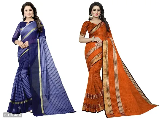 Beautiful Cotton Silk Saree with Blouse Piece Pack Of 2-thumb0