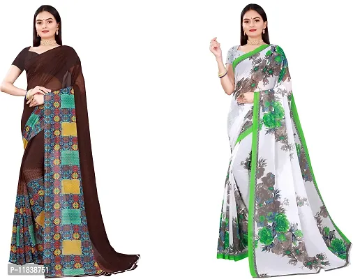 Beautiful Georgette Saree with Blouse Piece Pack Of 2-thumb0