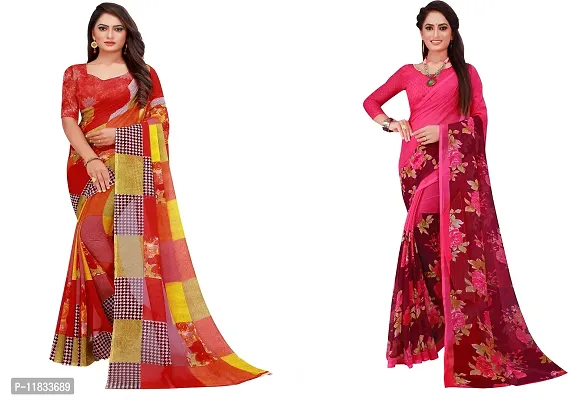 Beautiful Georgette Saree with Blouse Piece Pack Of 2