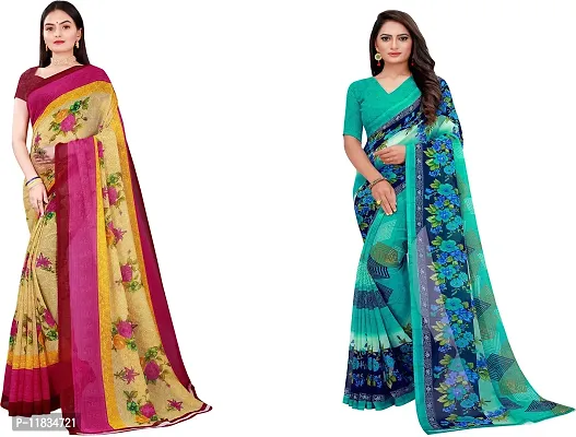 Beautiful Georgette Saree with Blouse Piece Pack Of 2-thumb0