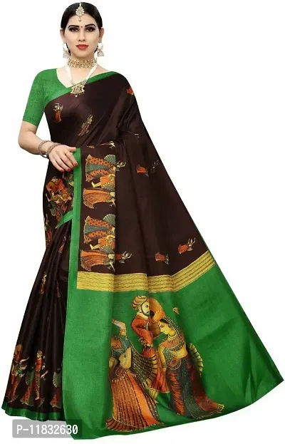 Beautiful Art Silk Saree with Blouse Piece-thumb0