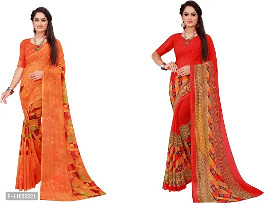 Beautiful Georgette Saree with Blouse Piece Pack Of 2-thumb0