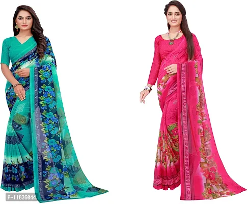 Beautiful Georgette Saree with Blouse Piece Pack Of 2-thumb0