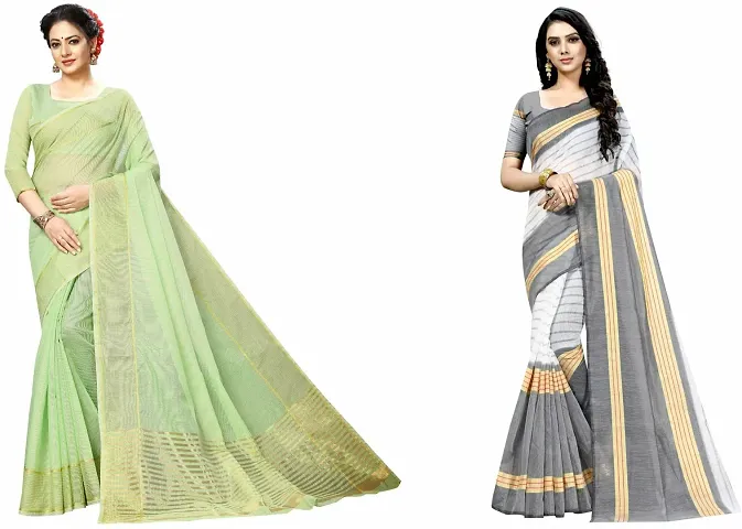 Stylish Fancy Art Silk Saree With Blouse Piece Combo For Women Pack Of 2