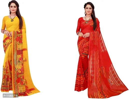 Beautiful Georgette Saree With Blouse Piece Pack Of 2