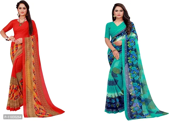 Beautiful Georgette Saree with Blouse Piece Pack Of 2-thumb0