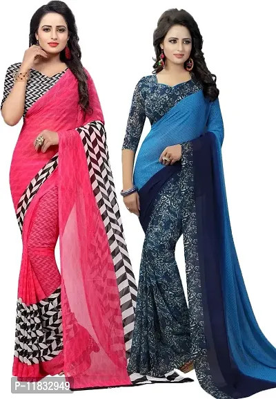 Beautiful Georgette Saree with Blouse Piece Pack Of 2-thumb0