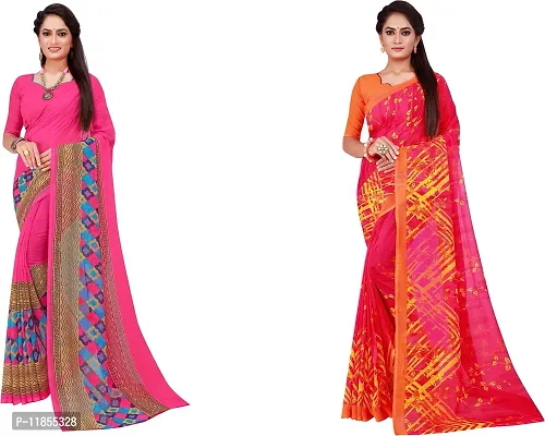 Beautiful Georgette Saree With Blouse Piece Pack Of 2