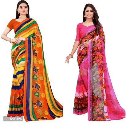 Beautiful Georgette Saree with Blouse Piece Pack Of 2-thumb0