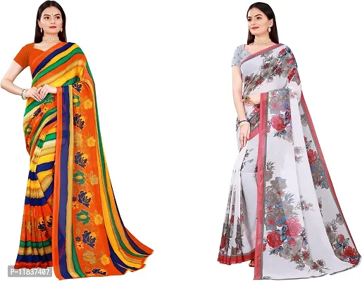 Beautiful Georgette Saree with Blouse Piece Pack Of 2-thumb0