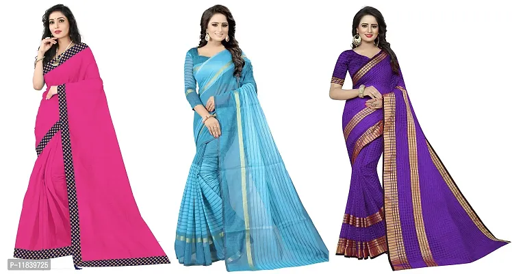 Beautiful Art Silk Saree With Blouse Piece Pack Of 3