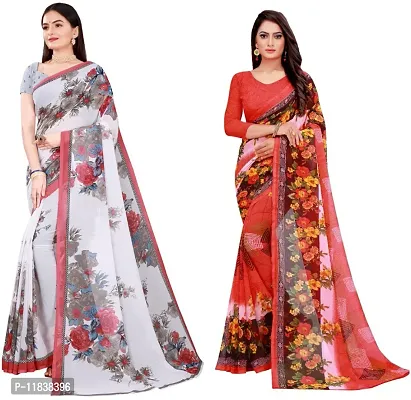 Beautiful Georgette Saree with Blouse Piece Pack Of 2