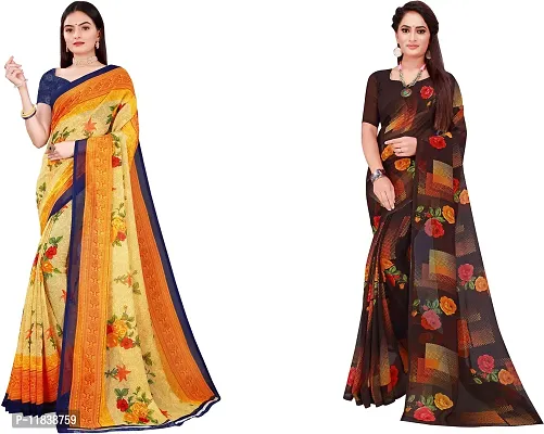 Beautiful Georgette Saree with Blouse Piece Pack Of 2