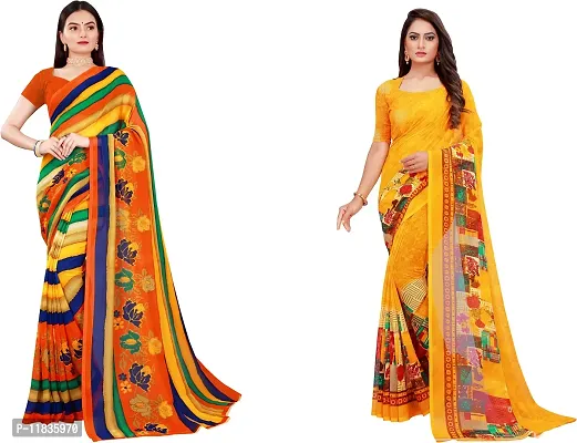 Beautiful Georgette Saree with Blouse Piece Pack Of 2-thumb0