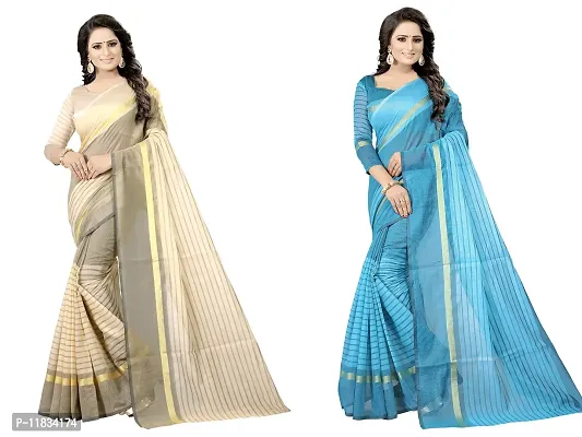 Beautiful Cotton Silk Saree with Blouse Piece Pack Of 2-thumb0