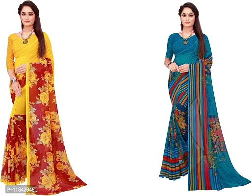 Beautiful Georgette Saree With Blouse Piece Pack Of 2