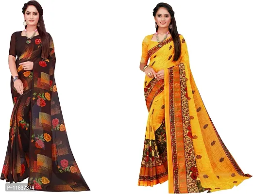 Beautiful Georgette Saree with Blouse Piece Pack Of 2