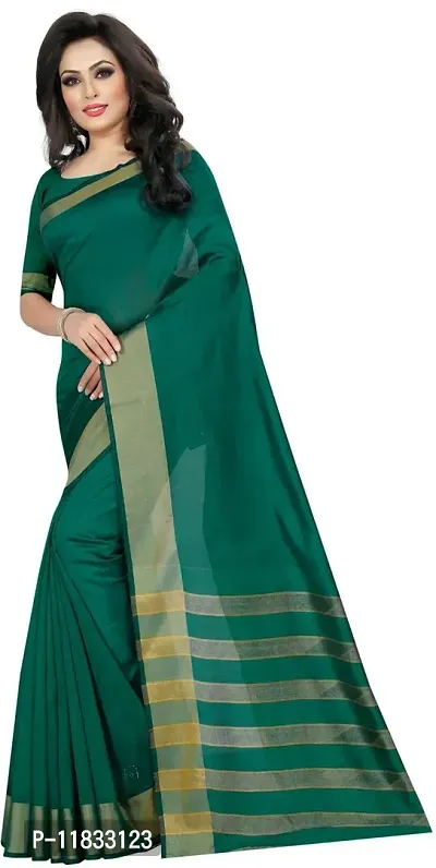 Beautiful Cotton Silk Saree with Blouse Piece-thumb2