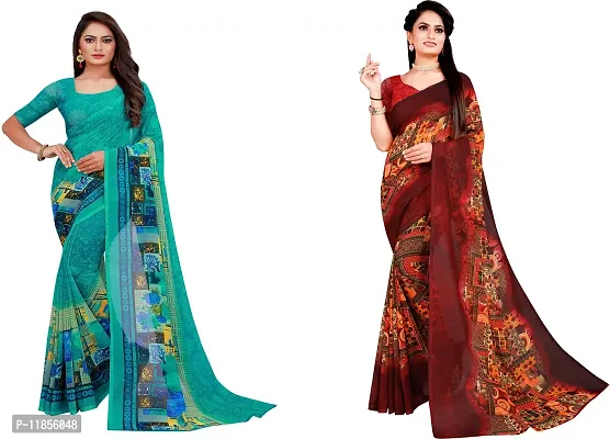 Beautiful Georgette Saree With Blouse Piece Pack Of 2