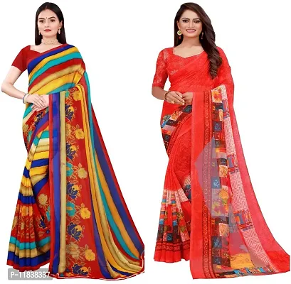 Beautiful Georgette Saree with Blouse Piece Pack Of 2-thumb0