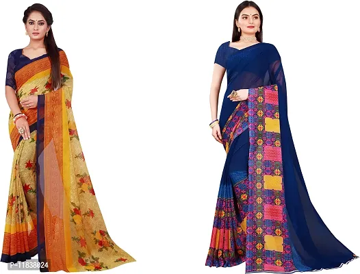 Beautiful Georgette Saree with Blouse Piece Pack Of 2