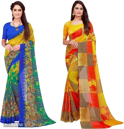 Beautiful Georgette Saree with Blouse Piece Pack Of 2-thumb0