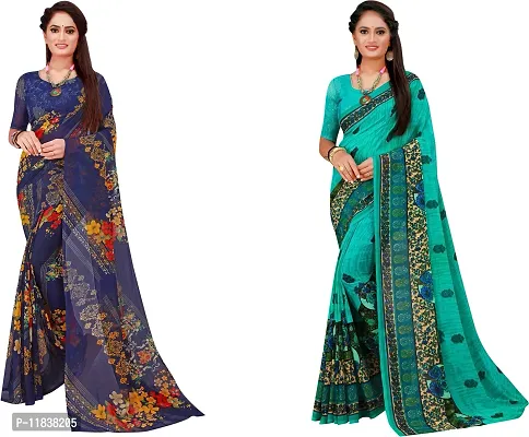 Beautiful Georgette Saree with Blouse Piece Pack Of 2-thumb0