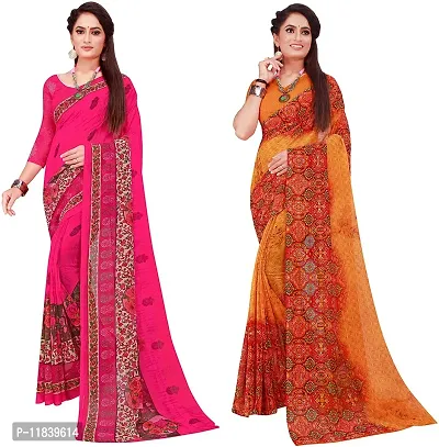 Beautiful Georgette Saree With Blouse Piece Pack Of 2-thumb0