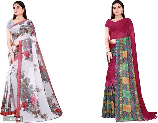 Beautiful Georgette Saree with Blouse Piece Pack Of 2-thumb0