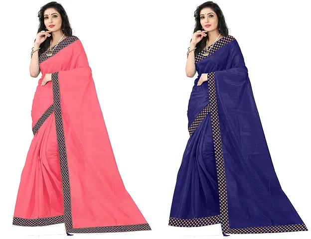 Stylish Fancy Art Silk Saree With Blouse Piece Combo For Women Pack Of 2