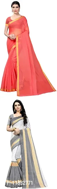 Beautiful Art Silk Saree with Blouse Piece Pack Of 2-thumb0