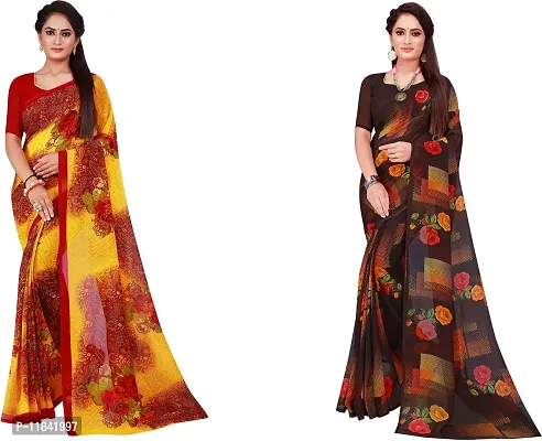 Beautiful Georgette Saree With Blouse Piece Pack Of 2