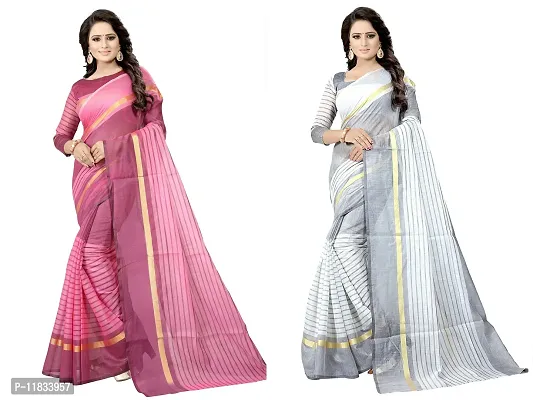 Beautiful Cotton Silk Saree with Blouse Piece Pack Of 2-thumb0