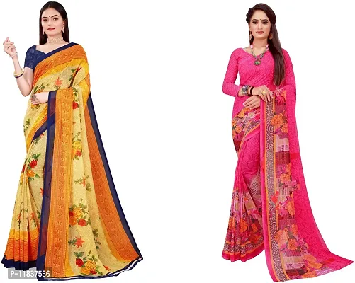 Beautiful Georgette Saree with Blouse Piece Pack Of 2-thumb0