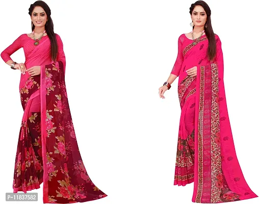 Beautiful Georgette Saree with Blouse Piece Pack Of 2-thumb0