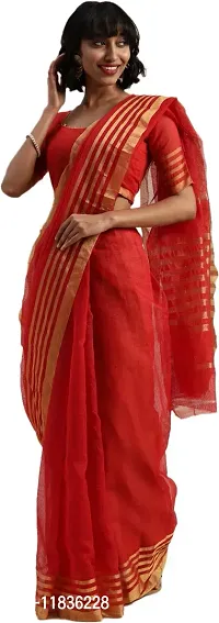 Beautiful Cotton Blend Saree with Blouse Piece-thumb0