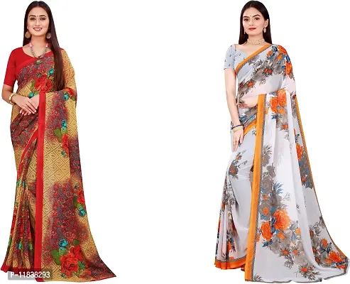 Beautiful Georgette Saree with Blouse Piece Pack Of 2